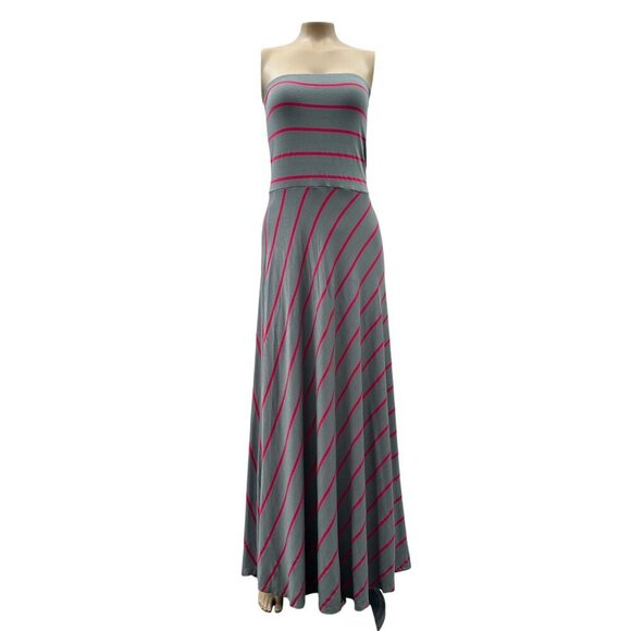 Laila Jayde Strapless Long Dress Gray Pink Striped Strapless Maxi For Women M - Picture 2 of 12